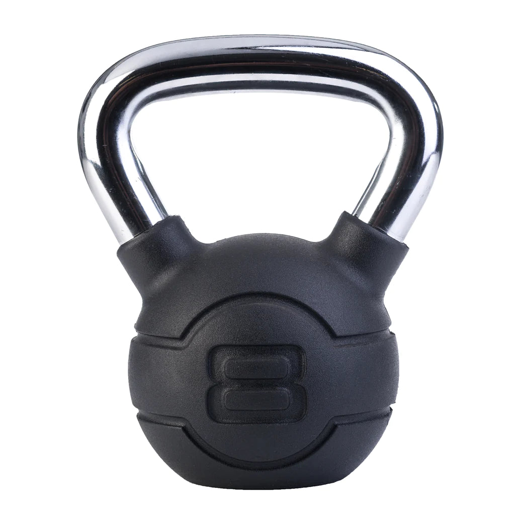 JORDAN Black rubber kettlebell with chrome handle