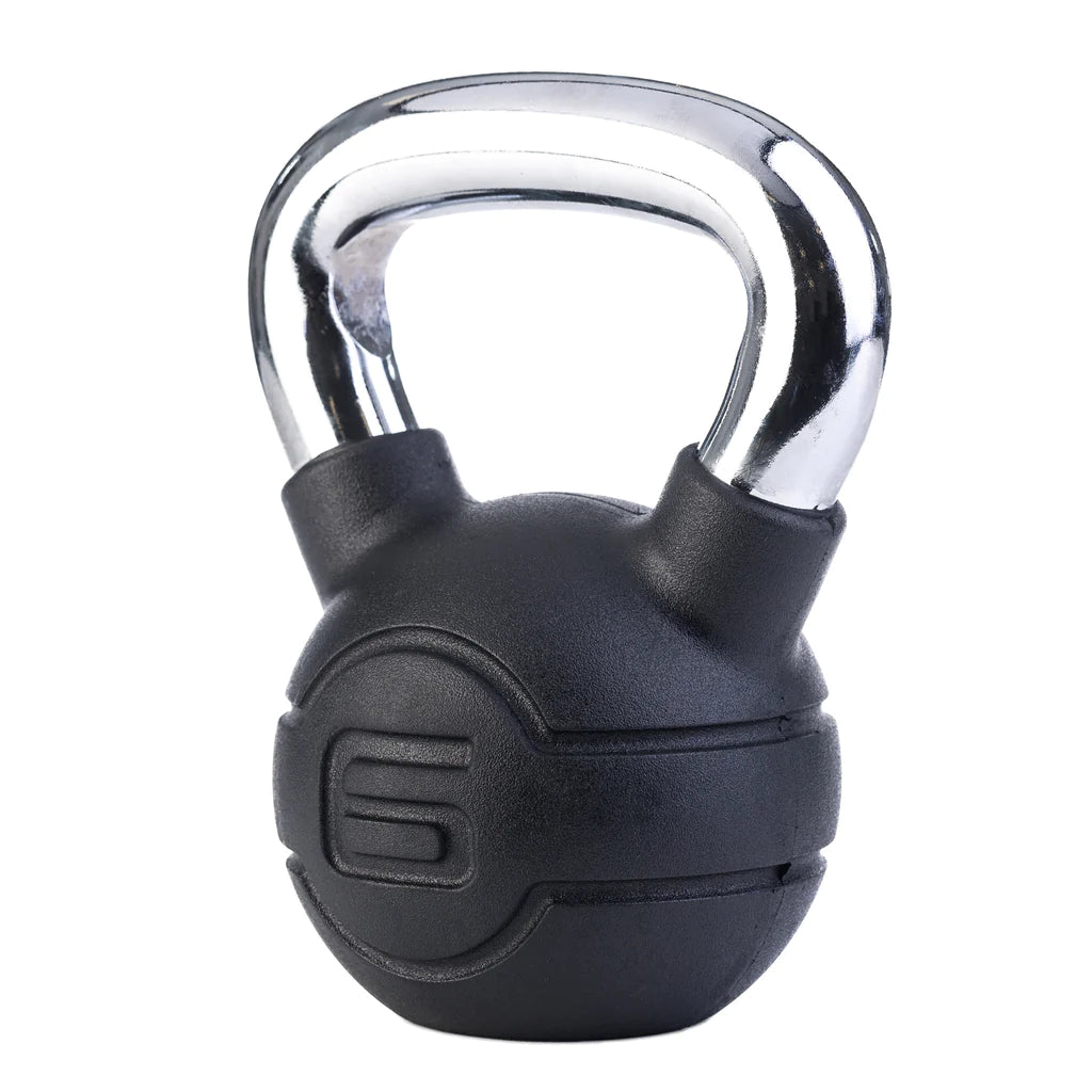 JORDAN Black rubber kettlebell with chrome handle